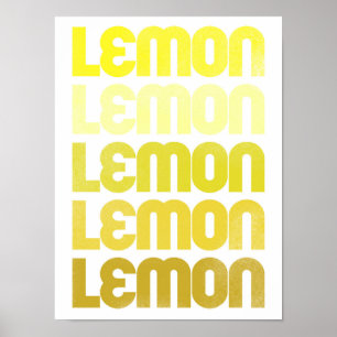 Affiche Typographie de citron jaune répétitif Art de cuisi