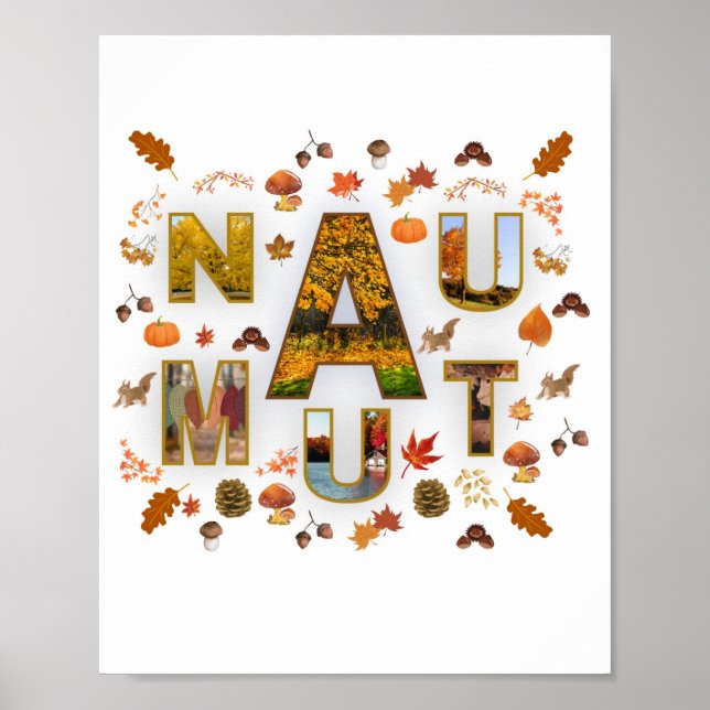 Affiche Typographie de feuilles d'automne en collage photo (Devant)