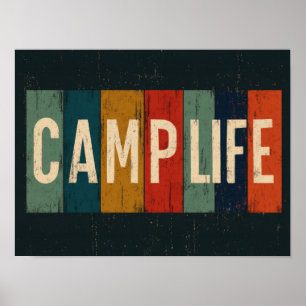 Affiche Typographie de la vie en camp vintage