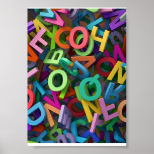Affiche Typographie de lettres d'alphabet colorées Jeu d'a