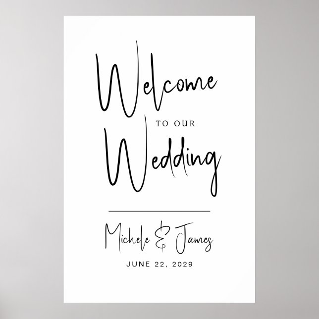 Affiche Typographie de mariage minimale avec script de bie (Devant)