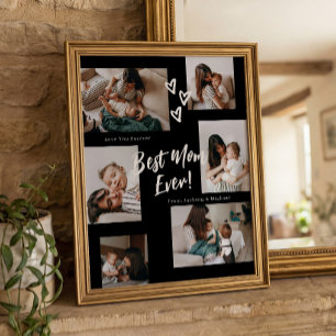 Affiche Typographie de script pour maman 6 Photo Collage e