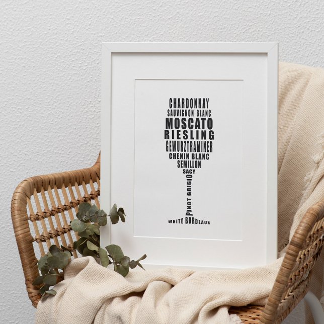 Affiche Typographie de vin blanc en noir et blanc (Créateur téléchargé)