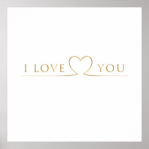 Affiche Typographie dorée I Love You