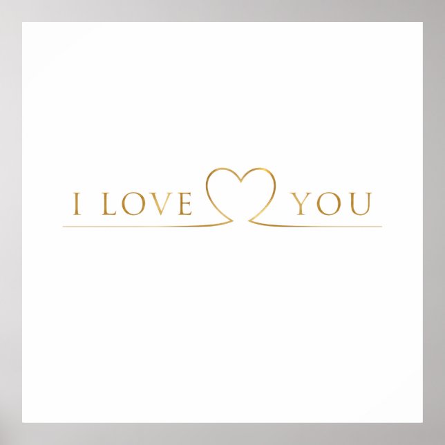 Affiche Typographie dorée I Love You (Devant)