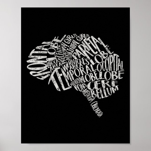 Affiche Typographie du cerveau Neuroscience infirmière Neu (Devant)
