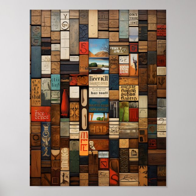 Affiche Typographie du livre et des signes rustiques Colla (Devant)