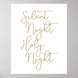 Affiche Typographie du script d'or Faux   Nuit silencieuse