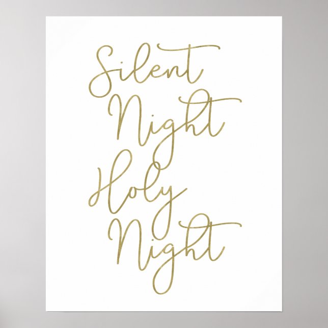 Affiche Typographie du script d'or Faux | Nuit silencieuse (Devant)