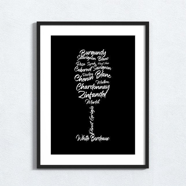 Affiche Typographie du vin curieux en noir et blanc (Créateur téléchargé)