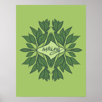 Affiche Typographie esthétique Feuille du printemps vert