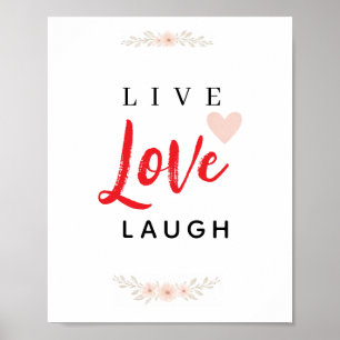 Affiche Typographie Florale Vivre Aimer Rire
