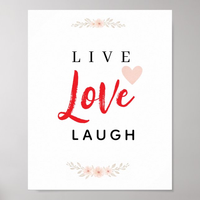 Affiche Typographie Florale Vivre Aimer Rire (Devant)