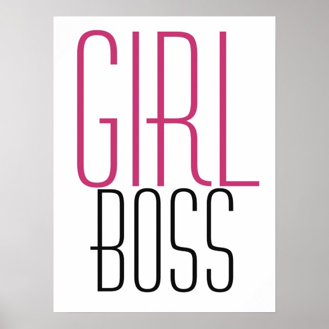 Affiche Typographie Girl Boss Rose Noir  (Devant)