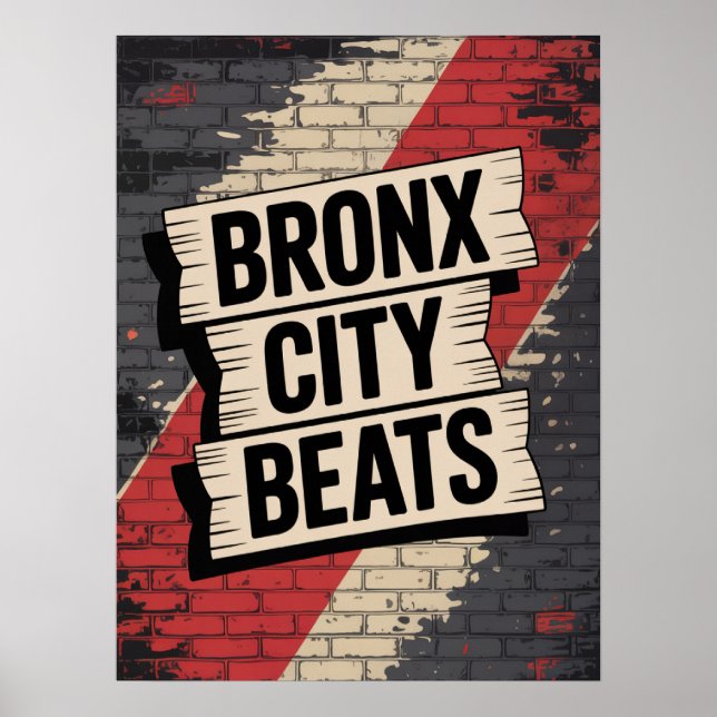 Affiche Typographie Graffiti Bronx City Beats (Devant)