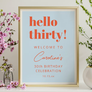 Affiche Typographie Gras Bleu Orange Bienvenue 30e Anniver