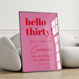 Affiche Typographie Gras Rose Rouge Moderne Bienvenue Anni