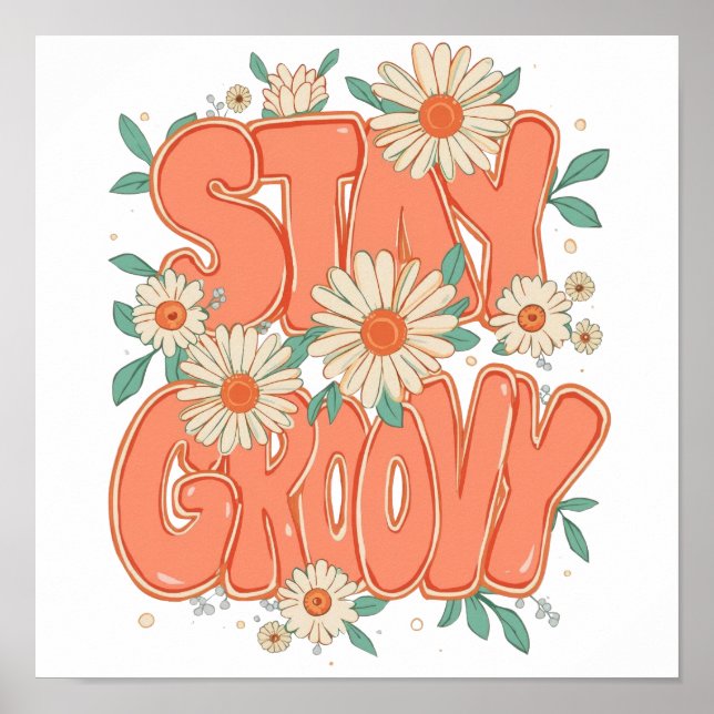 Affiche Typographie Hippie Orange Mignonne (Devant)