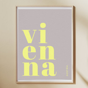 Affiche typographie jaune Vienne Wien Autriche