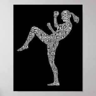 Affiche Typographie Kickboxer - Arts martiaux mixtes Kickb