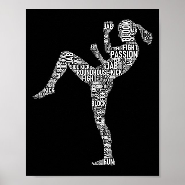 Affiche Typographie Kickboxer - Arts martiaux mixtes Kickb (Devant)