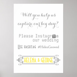 Affiche Typographie moderne avec mariage de hashtag Instag