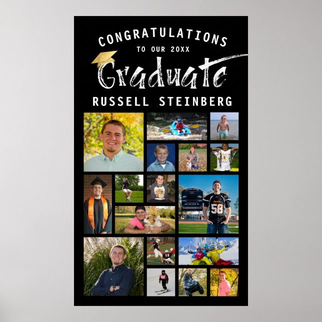 Affiche Typographie moderne Diplômé 17 photo Collage (Devant)