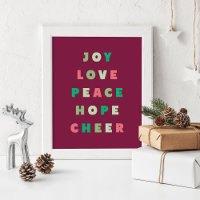 Typographie moderne Joie Amour Paix Espoir Noël