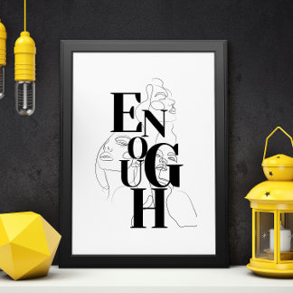 Affiche TYPOGRAPHIE MODERNE Noir Blanc Graphique ASSEZ