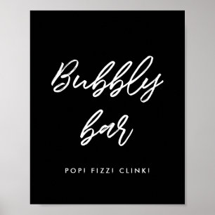 Affiche Typographie moderne Signe mariage de bar Bubbly