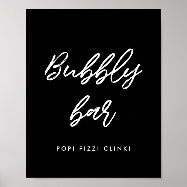 Affiche Typographie moderne Signe mariage de bar Bubbly (Devant)