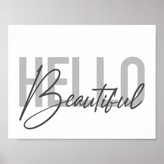 Affiche Typographie moderne, simple, cool Bonjour Belle (Devant)