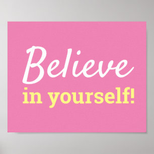 Affiche Typographie Motivation Croire en Soi Rose