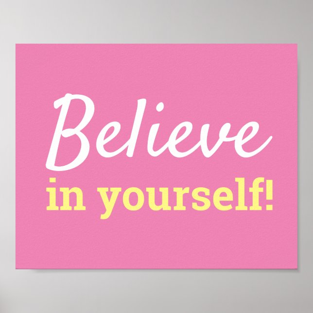 Affiche Typographie Motivation Croire en Soi Rose   (Devant)