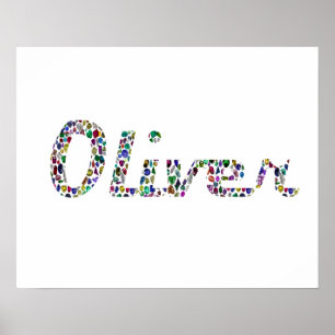 Affiche Typographie Oliver avec design Motif coloré