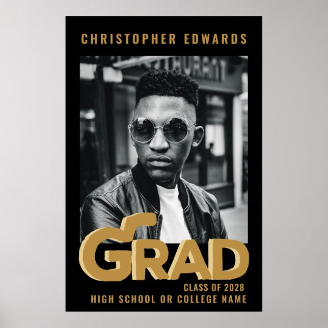 Affiche Typographie Or Gras moderne Graduation minimale (Devant)