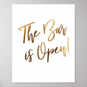 Affiche Typographie or simple La barre est ouverte