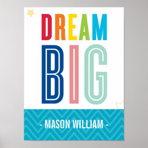 Affiche TYPOGRAPHIE PERSONNALISÉE RÊVE GRAND PETIT UN gras