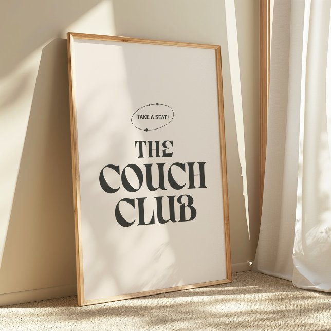 Affiche Typographie rétro beige gras "Couch Club" (Créateur téléchargé)