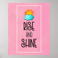 Typographie Rise and Shine avec soleil et nuage