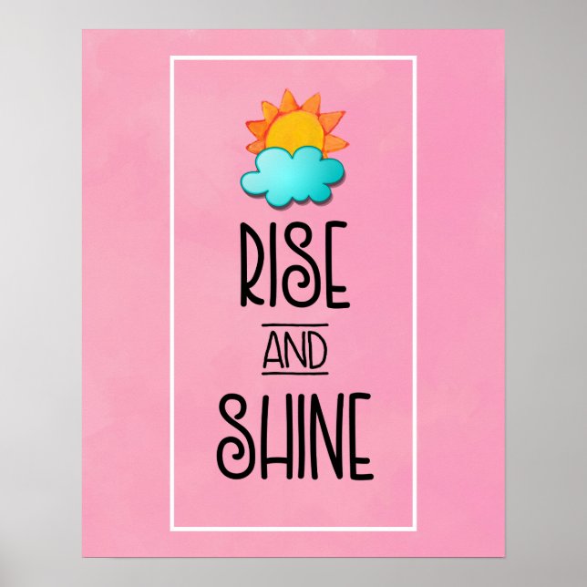 Affiche Typographie Rise and Shine avec soleil et nuage (Devant)