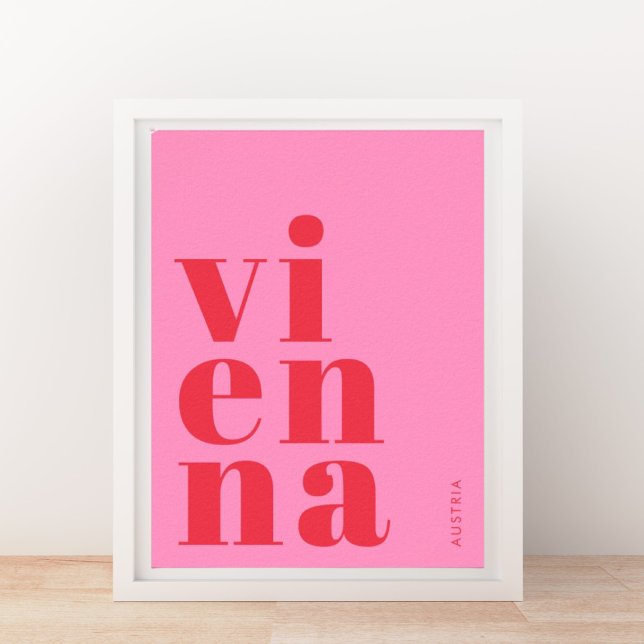 Affiche typographie rose Vienne Wien Autriche (Créateur téléchargé)