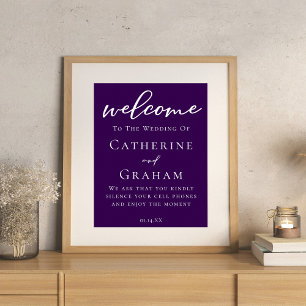 Affiche Typographie royale violet blanc Mariage personnali