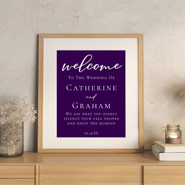 Affiche Typographie royale violet blanc Mariage personnali (Créateur téléchargé)