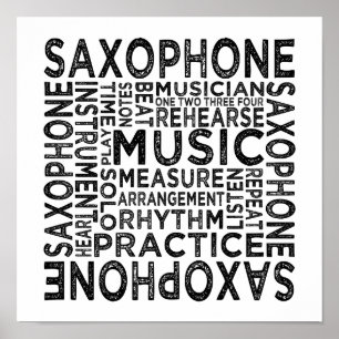 Affiche Typographie saxophone