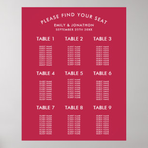 Affiche Typographie simple Magenta Mariage Sein Chart