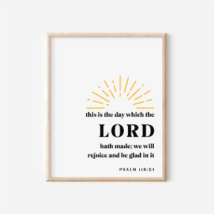 Affiche Typographie Verset Biblique Chrétien Psaume 118:24