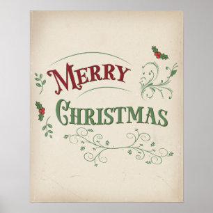 Affiche Typographie vintage de Noël joyeux