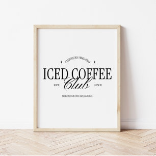 Affiche Typographie Vintage rétro 'Iced Coffee Club' Perso