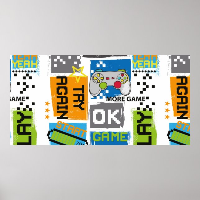 Affiche Typography Game pixel print. Game illustration. bo (Devant)